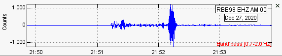 RBE98_EHZ_AM_00 Chilean Earthquake 27 December 2020 Mag6pt7